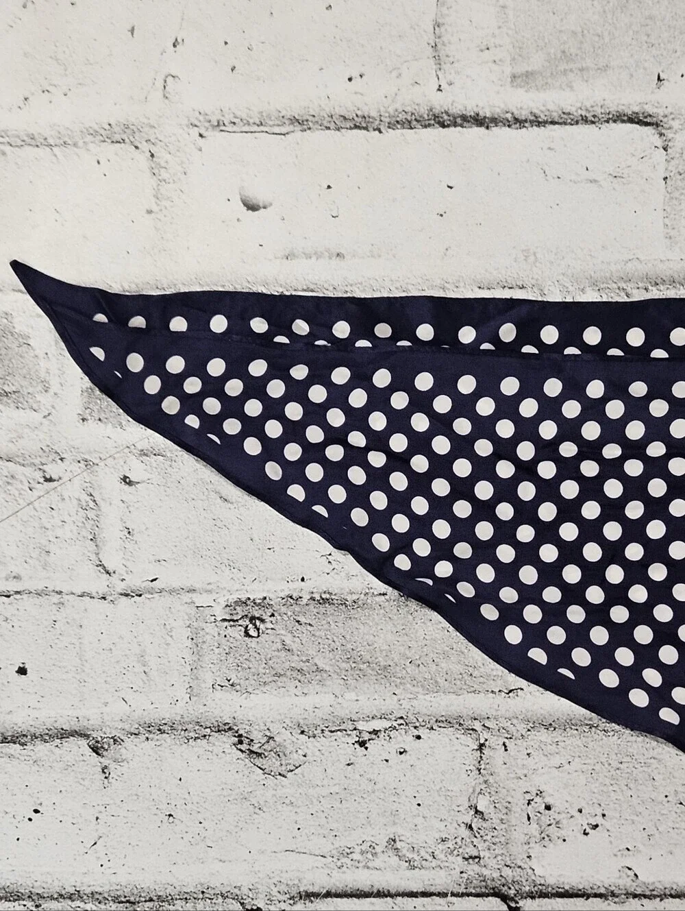 Vintage Navy Polka Dot Square Scarf Retro Pinup Neck Hair Scarf